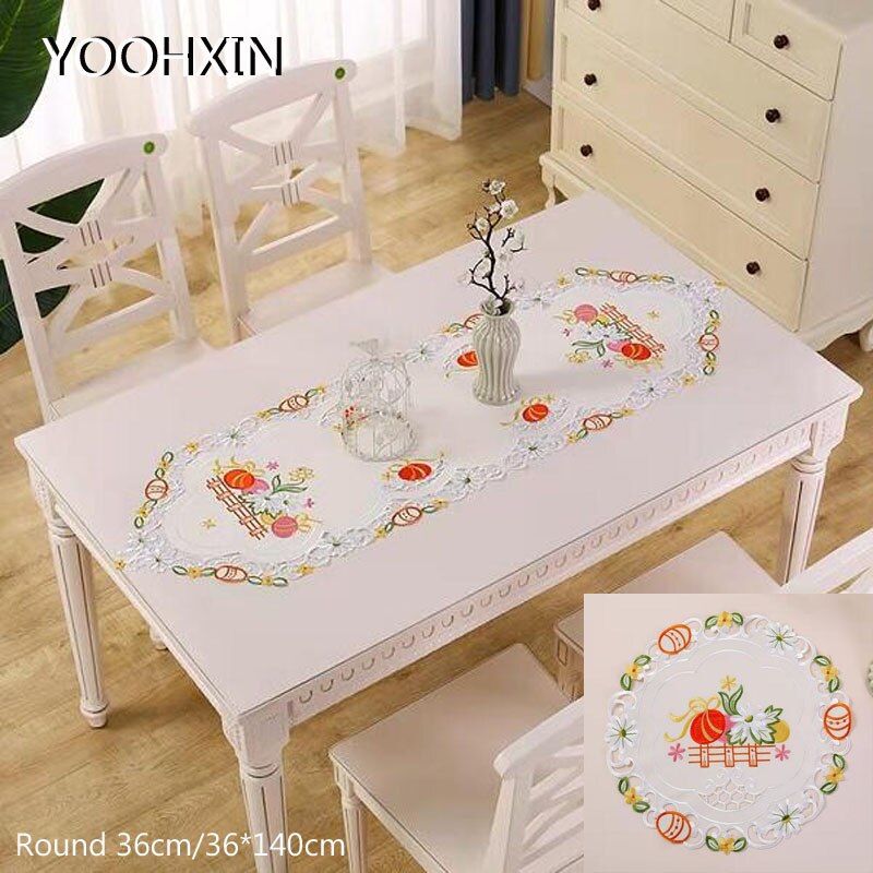 Easter egg art Embroidery bed Table Runner flag cloth cover Lace tablecloth mat kitchen party decor