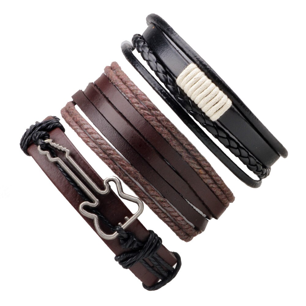 RINHOO skórzane bransoletki Vintage dla mężczyzn bohema wielowarstwowa koraliki Wrap Punk Rope biżuteria prezent na walentynki bransoletki bransoletki: BR18Y0428