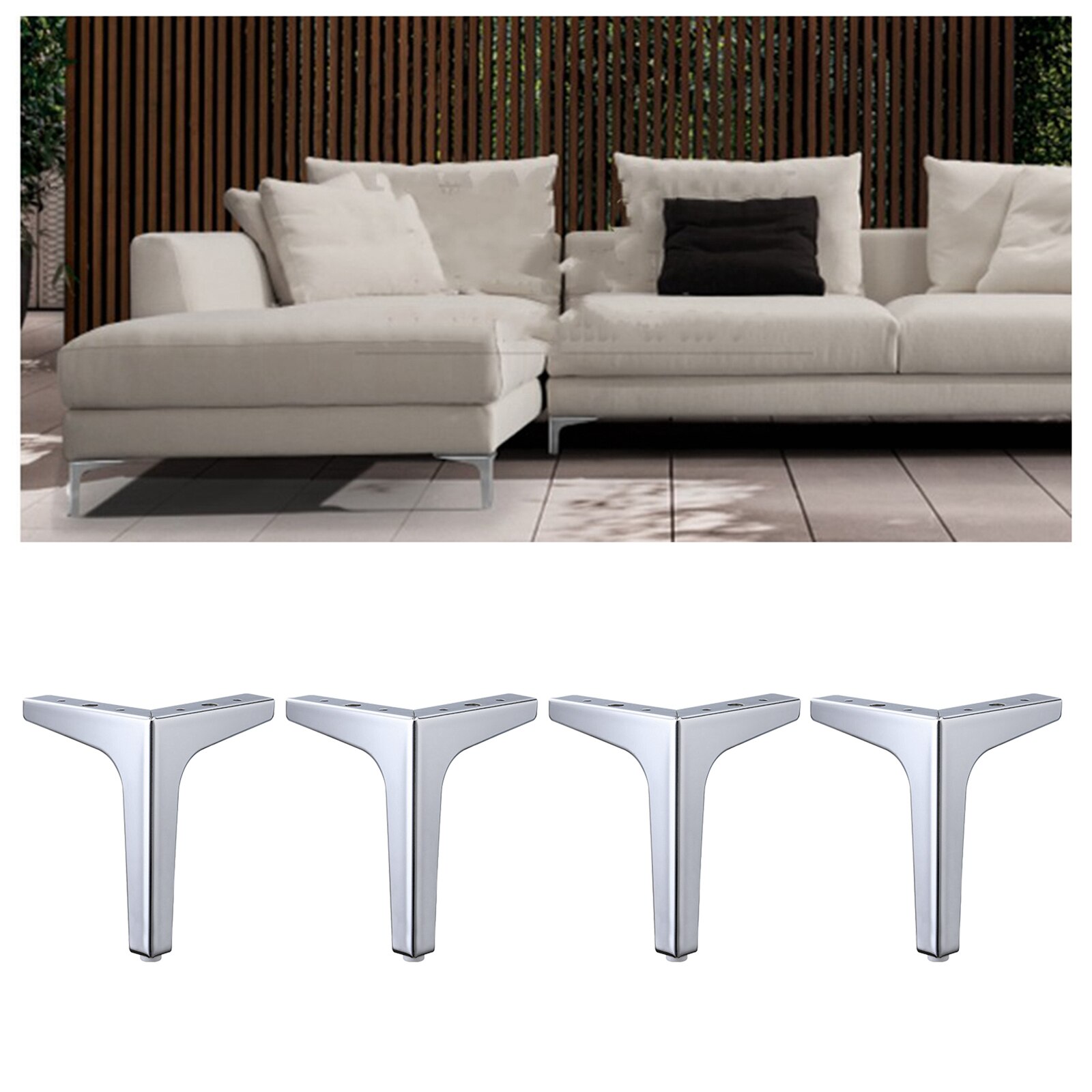 4 x Iron Metal Furniture Legs Sofa feet Chair Cabinet Table 17cm Golden: Silver 10cm