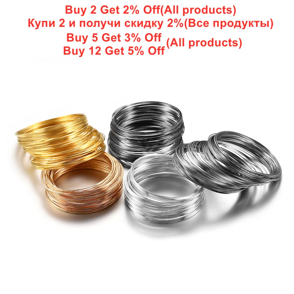 Pulsera de alambre de acero con memoria de 5 colores, brazalete con abalorios de 100mm, 0,6 bucles por lote