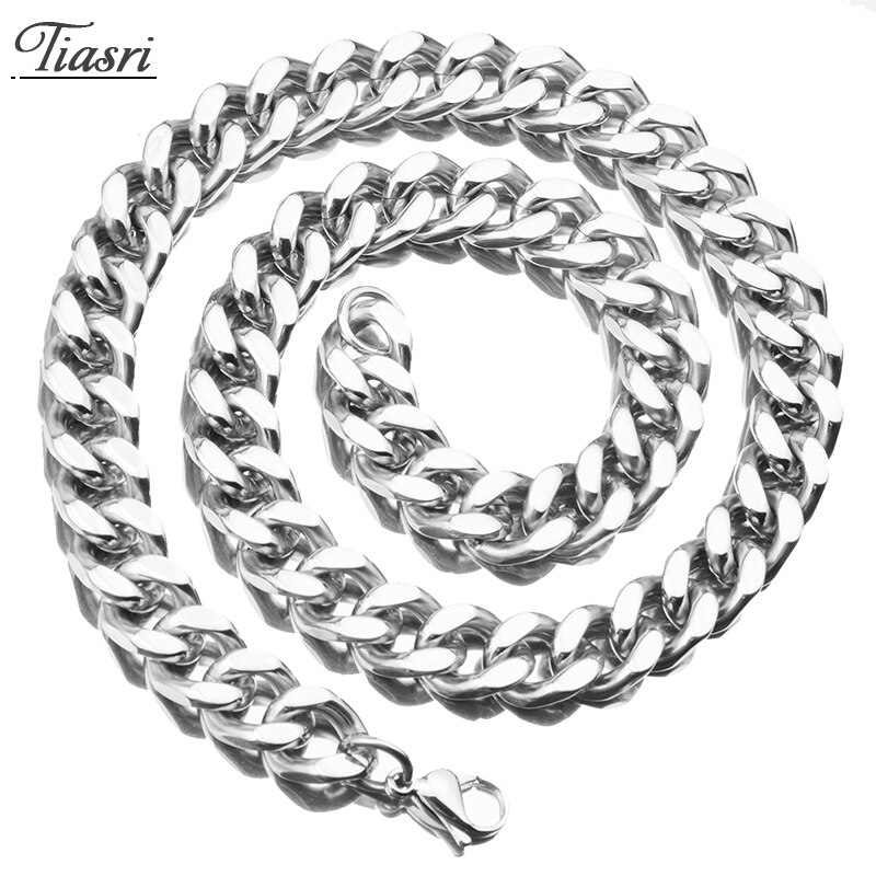 Tiasri, cadena cubana estética de eslabones en el cuello, Collar para hombre, pulsera gótica de acero inoxidable, joyería, Collar estilo Punk, Gargantilla