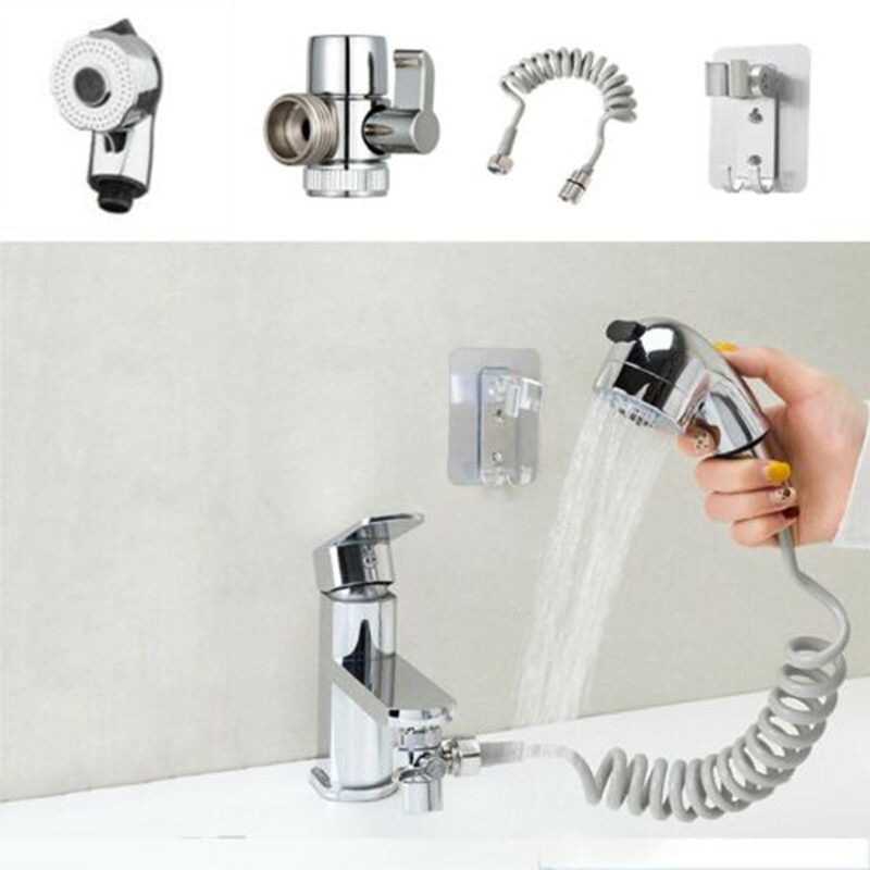 Badeværelse vandhane sprøjte sprinkler + bund + slange + ventilsæt til håndvask vask bidet brusehoveder brusersprøjte let installation