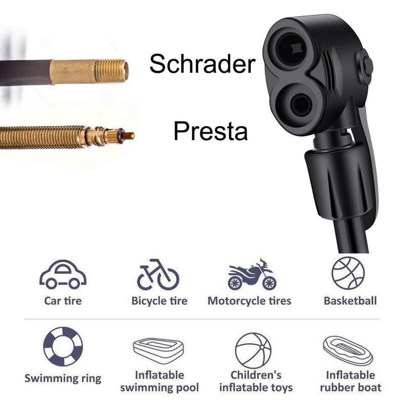 Bike Pump Mini Bike Floor Pump Foot Activated Bicycle Air Pump and Aluminum Alloy Portable Bike Pump Mountain Bike Tire Pump Com