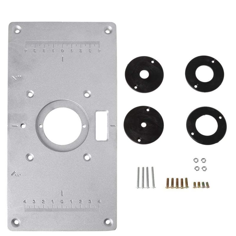 Aluminum Router Table Insert Plate w/4 Rings Screws for Woodworking Benches: Default Title