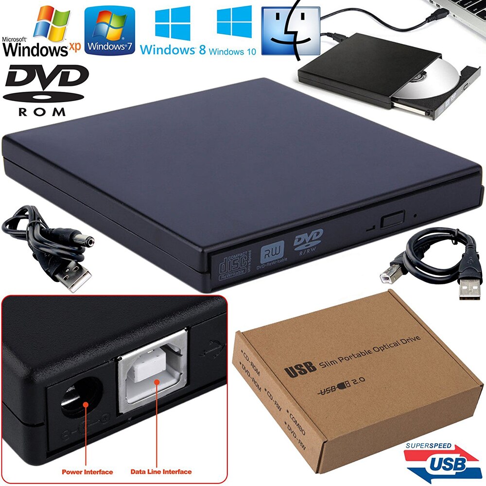 USB 2.0 External Optical Drive Box External Case DVD CD DVD-Rom DVD RW To SATA Hard Disk Drive Caddy Adapter Newest 9.5mm