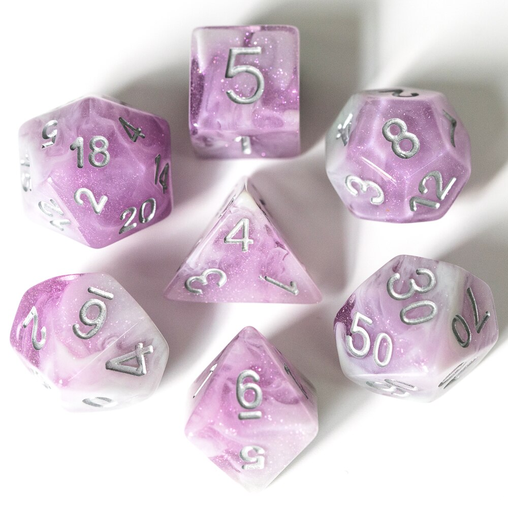 7 stk/sæt sparkle galaxy dnd terninger d&d terninger  d4 d6 d8 d10 d% d12 d20 polyedriske spil terninger sæt til bordspil mtg rpg