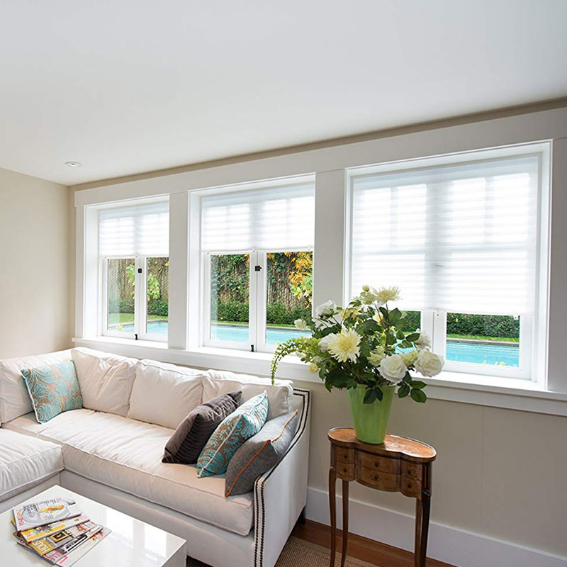 Self-Adhesive Pleated Blinds Balcony Window Shades Folding Roller Blackout Curtain for Bedroom Living Room Office Window Decor