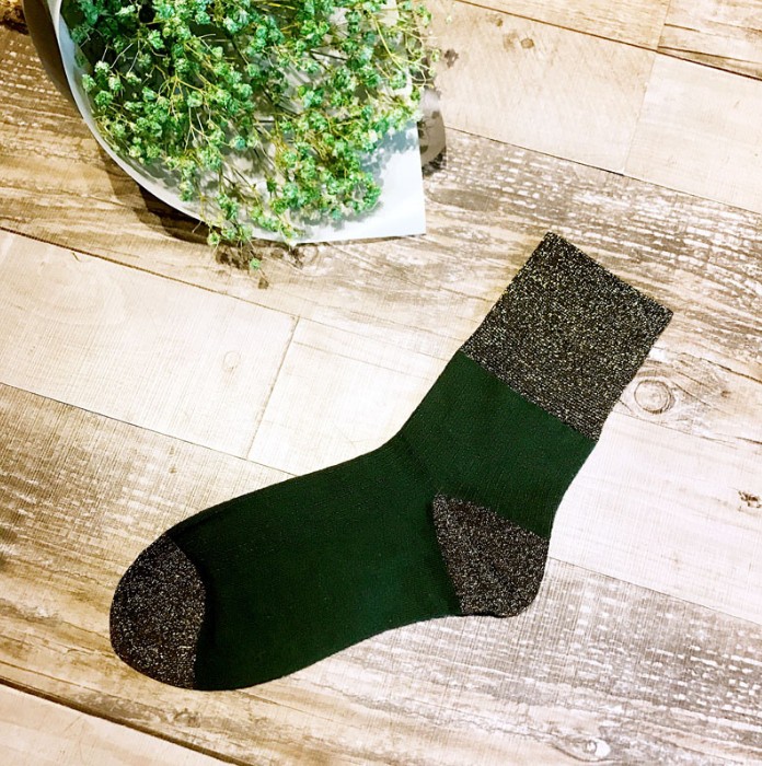 1 Pair 6 colors Shiny Long Socks Autumn and Spring Glitter silver Flanging Wild In Tube Socks: Green