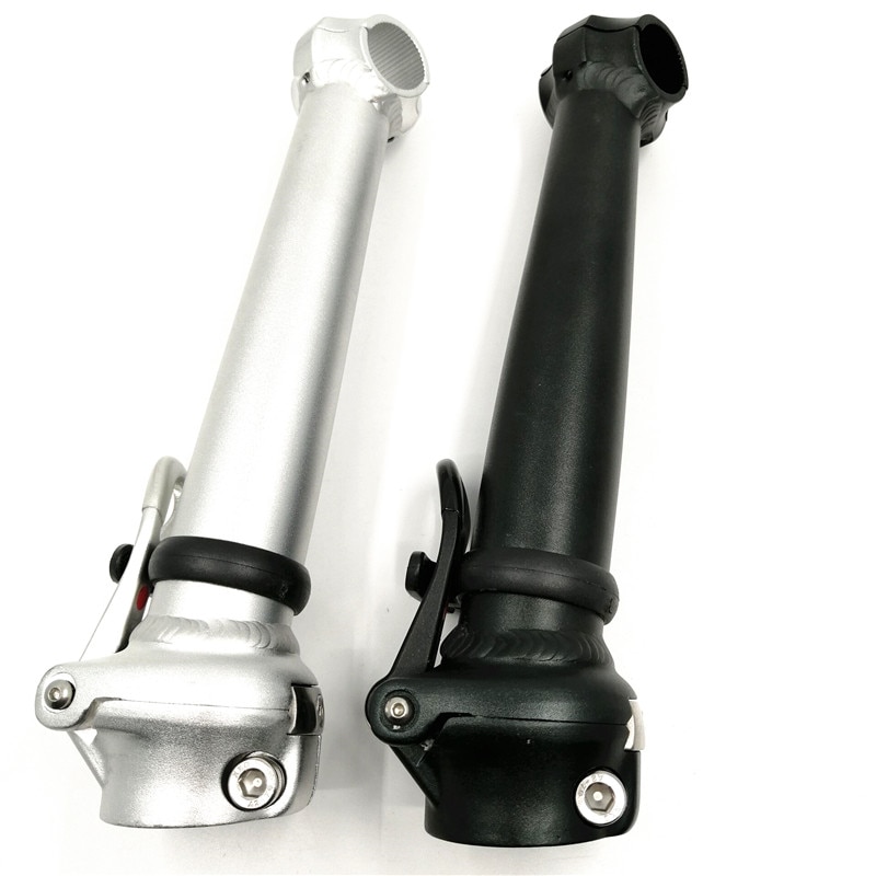 412 Folding Bike Stem 25.4mm-Handlebar 28.6mm-Fork 21.5cm Double Nut Fixing Inward Folding Stem Tube Black/Silver