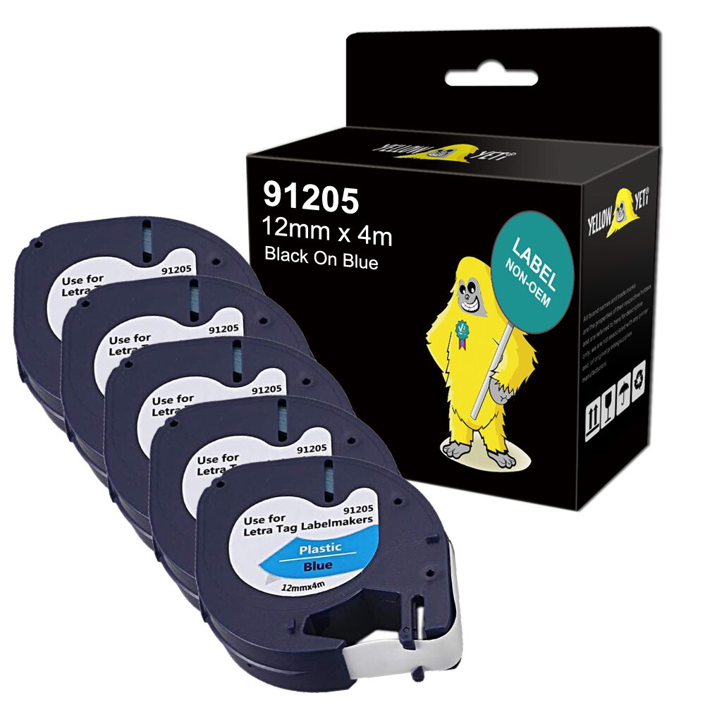 5x Label Tape Compatible Dymo Letratag 12mm x 4m Plastic Tape for LT-100H LT-100T