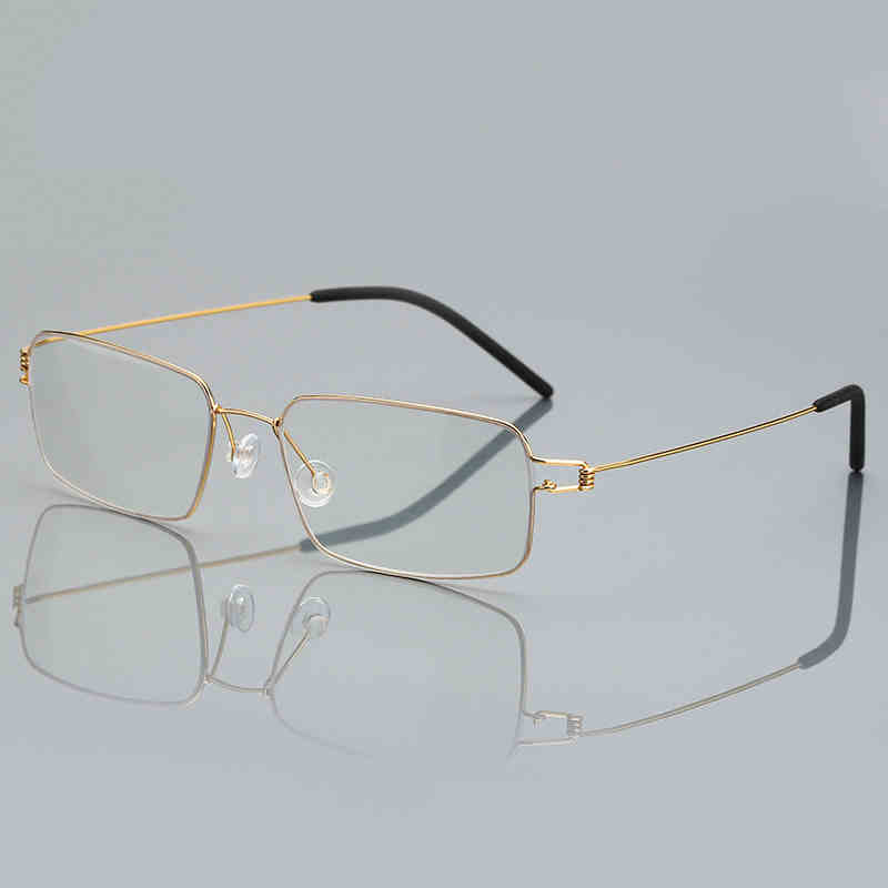 Dänemark Schraubenlose Brille Rahmen Männer Schmale Quadratische Luft Titan Ultraleicht Business Dünne Rand Brillen Korea Brillen: Black