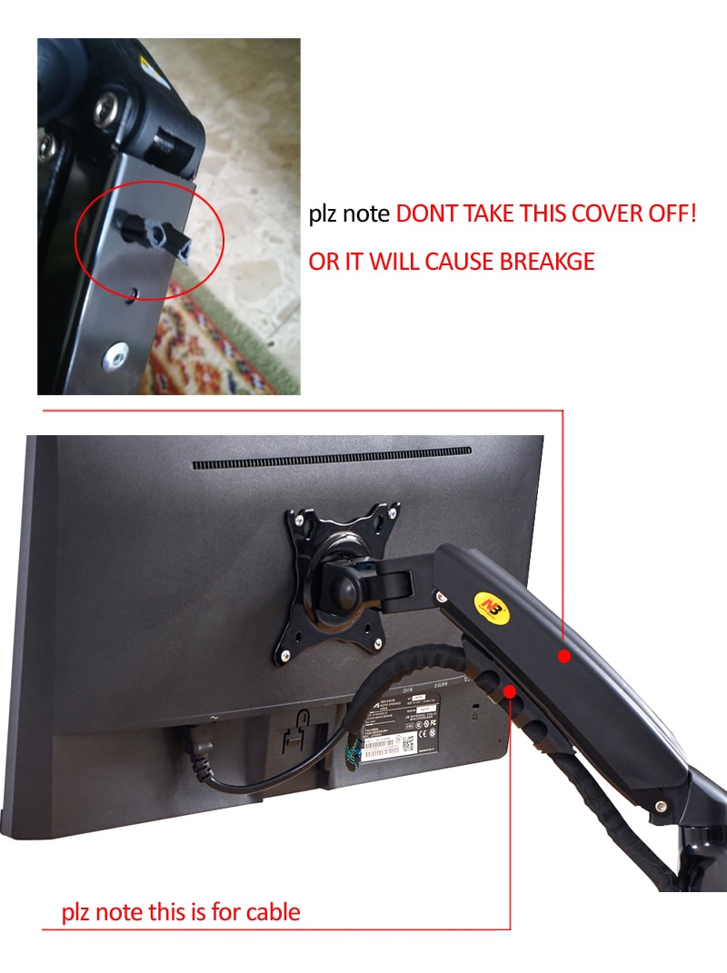 NB F80 17-27" Monitor Holder Arm Gas Spring Full Motion LCD TV Mount 2-9kg ergonomica dual arm clamp bracket 2pc USB3.0