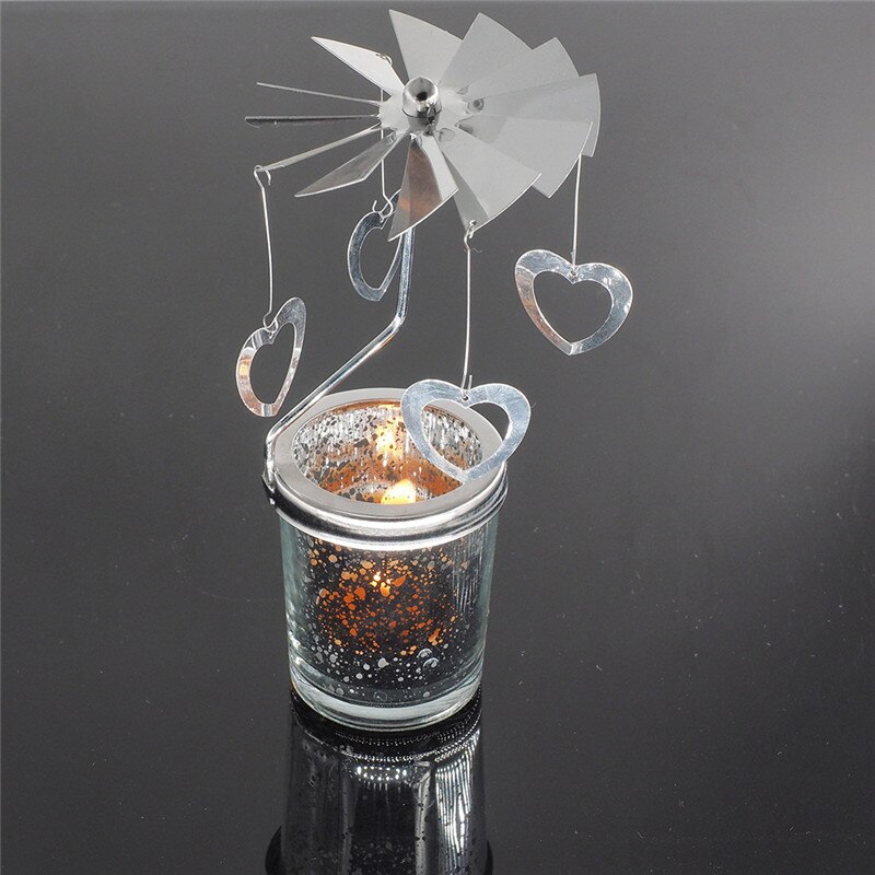 Rotatif rotation chandelier photophore bougeoir métal thé supports de lumière carrousel mariage maison fête décor 10-type: Peach