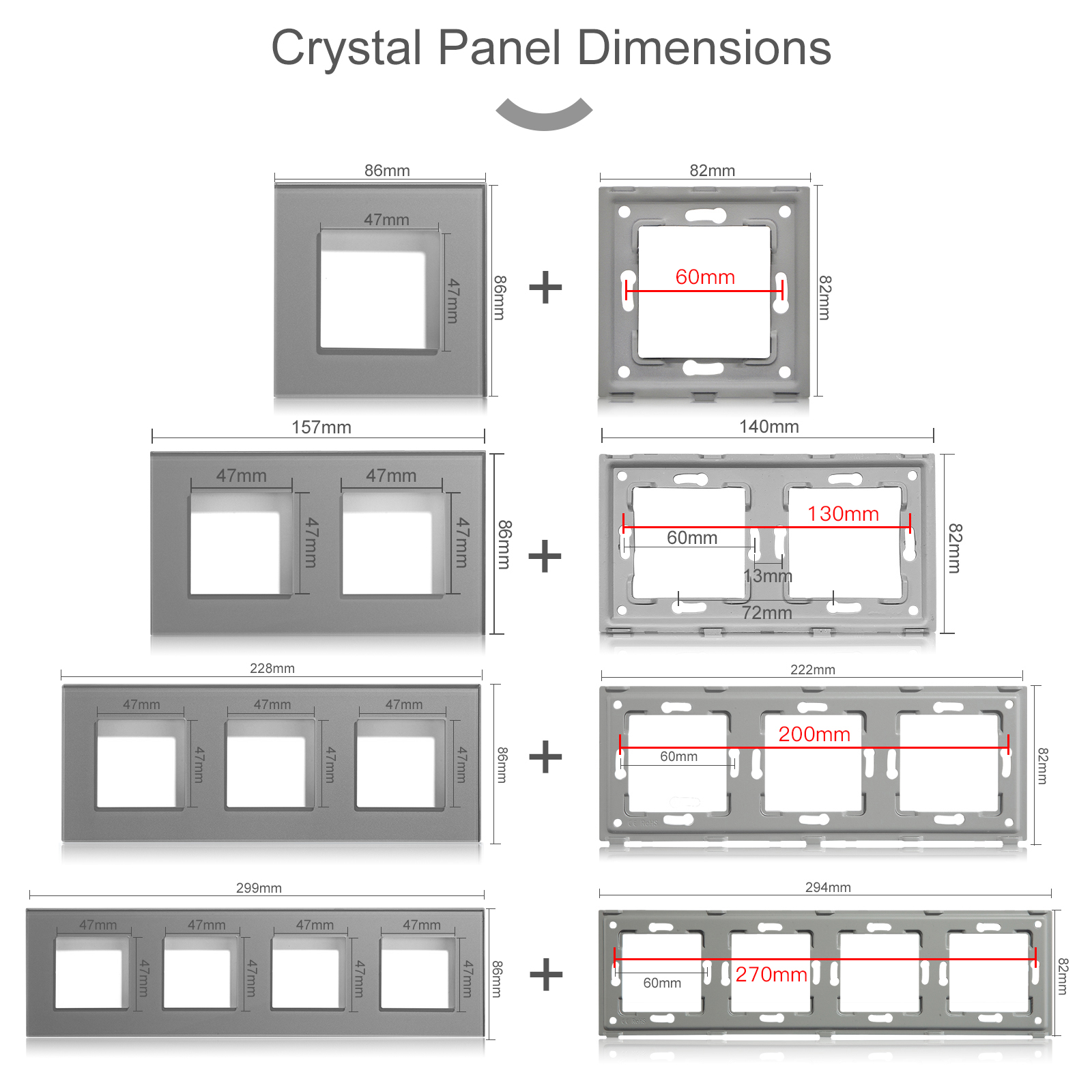BSEED Mechanical Button Switches EU Socket TV ST CAT5 Double USB Sockets Function Parts Glass Socket Frames DIY Free Combination