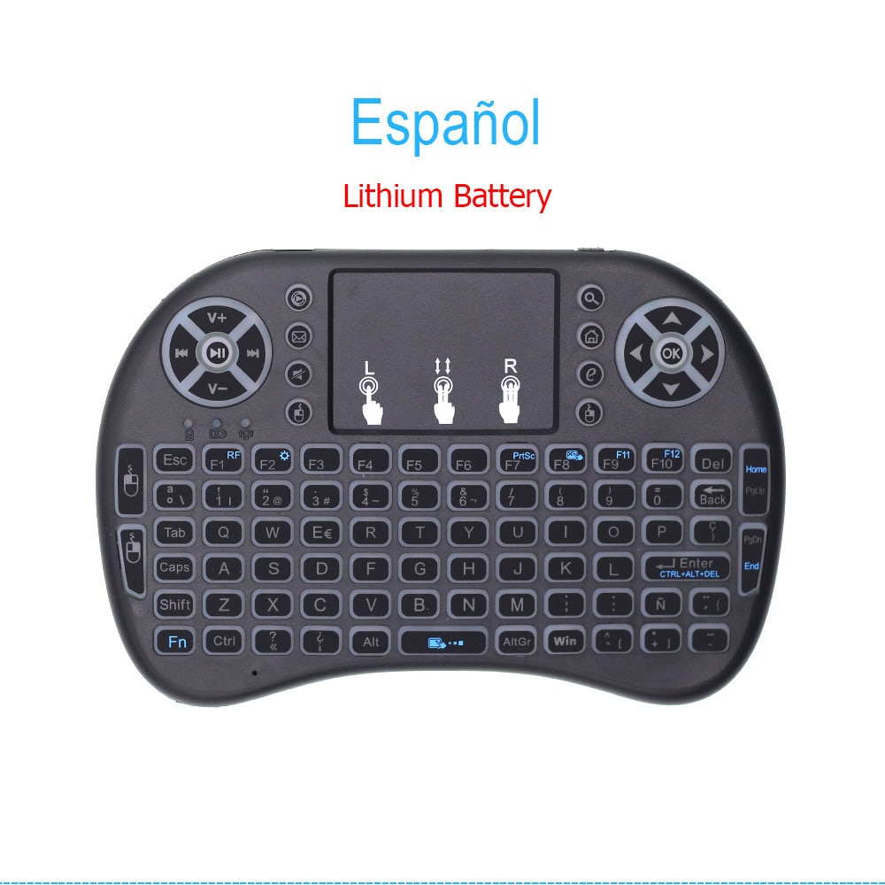 i8 Mini Wireless Keyboard Russian French Spanish Air Mouse Backlit with TouchPad for Android TV Box Mini PC Hebrew Arabic 2.4GHz: Spanish