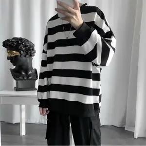 Oversized strip herre hættetrøjer koreansk hip hop efterår tynde afslappede sweatshirts kvinder rock hættetrøje plus størrelse tøj mænd japan hættetrøje: 1 / Xxxl