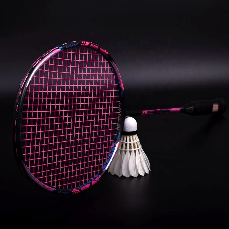 High Grade 4U Offensive Graphite Badminton Racket Second Reinforce Frame Carbon Badminton Rackets 32lbs with Bag
