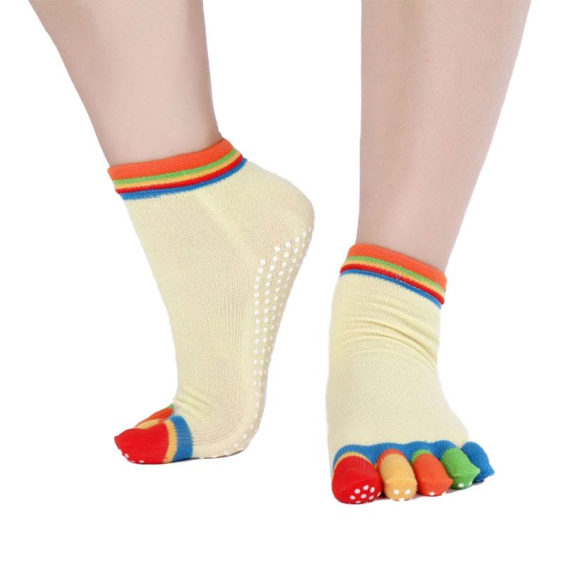 Colorful Socks Unisex Five Finger Massage Massage Sport Toe Slip Breathable Exercise Yoga Newly Comfortable: colorful  yellow