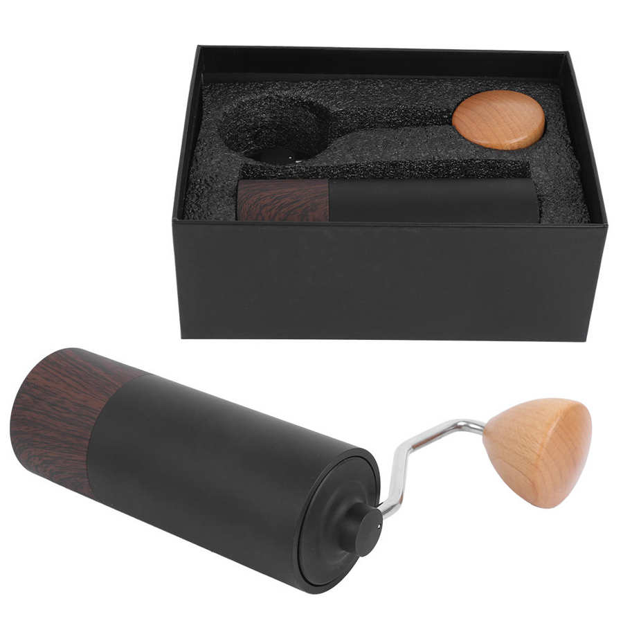 Manual Coffee Grinder Stainless Steel Burr Mill Hand Grinding Machine with Adjustable Setting Coffee Maker Bean Milling Machine: YELLOW