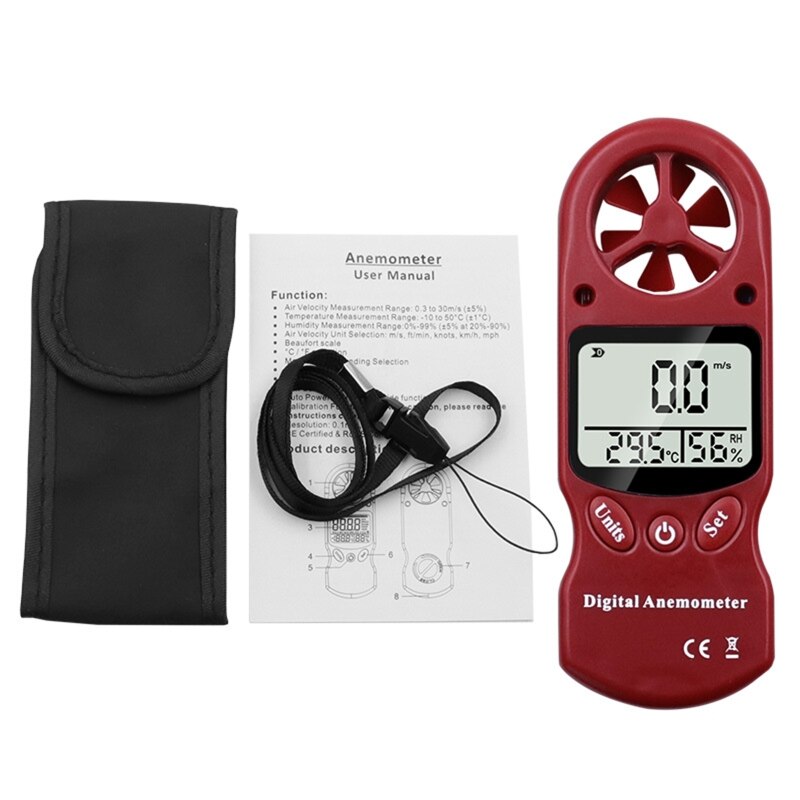 Handheld Lcd-scherm Digitale Anemometer Wind Meter Hygrometer Thermometer R9JC