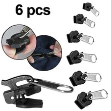 6pcs Universal Instant Fix Zipper Repair Kit Clothes Backpack Replacement Zip Slider Teeth Zippers 3 Colors