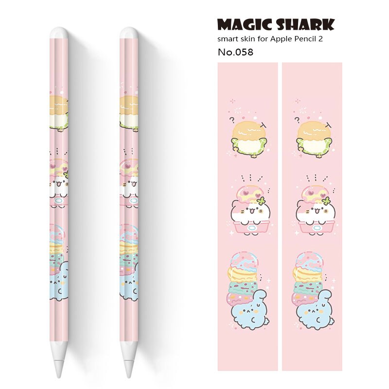 Étui en pvc ultra fin 3m motif de requin magique, mignon, lapin et ours, pour stylet apple pencil 2