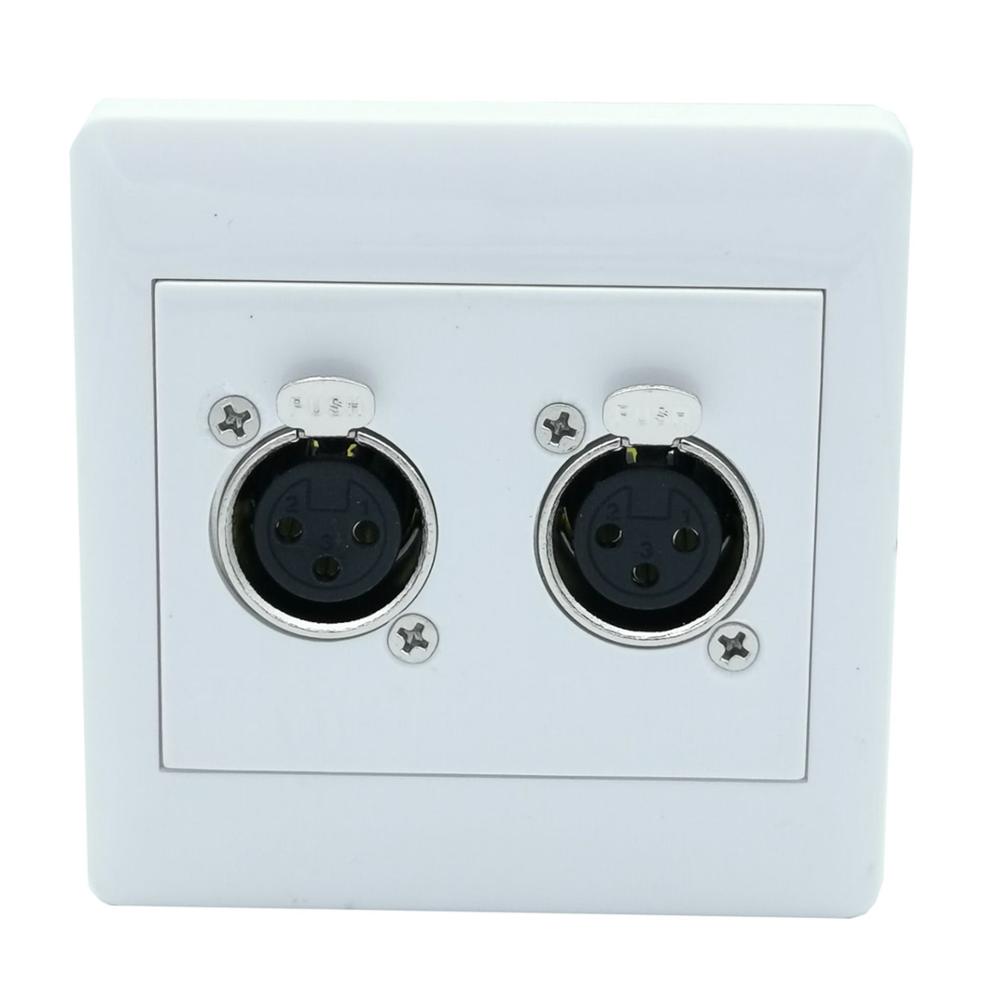 Wall Plate with Dual XLR 3-Pin Female Microphone Connector 86*86mm