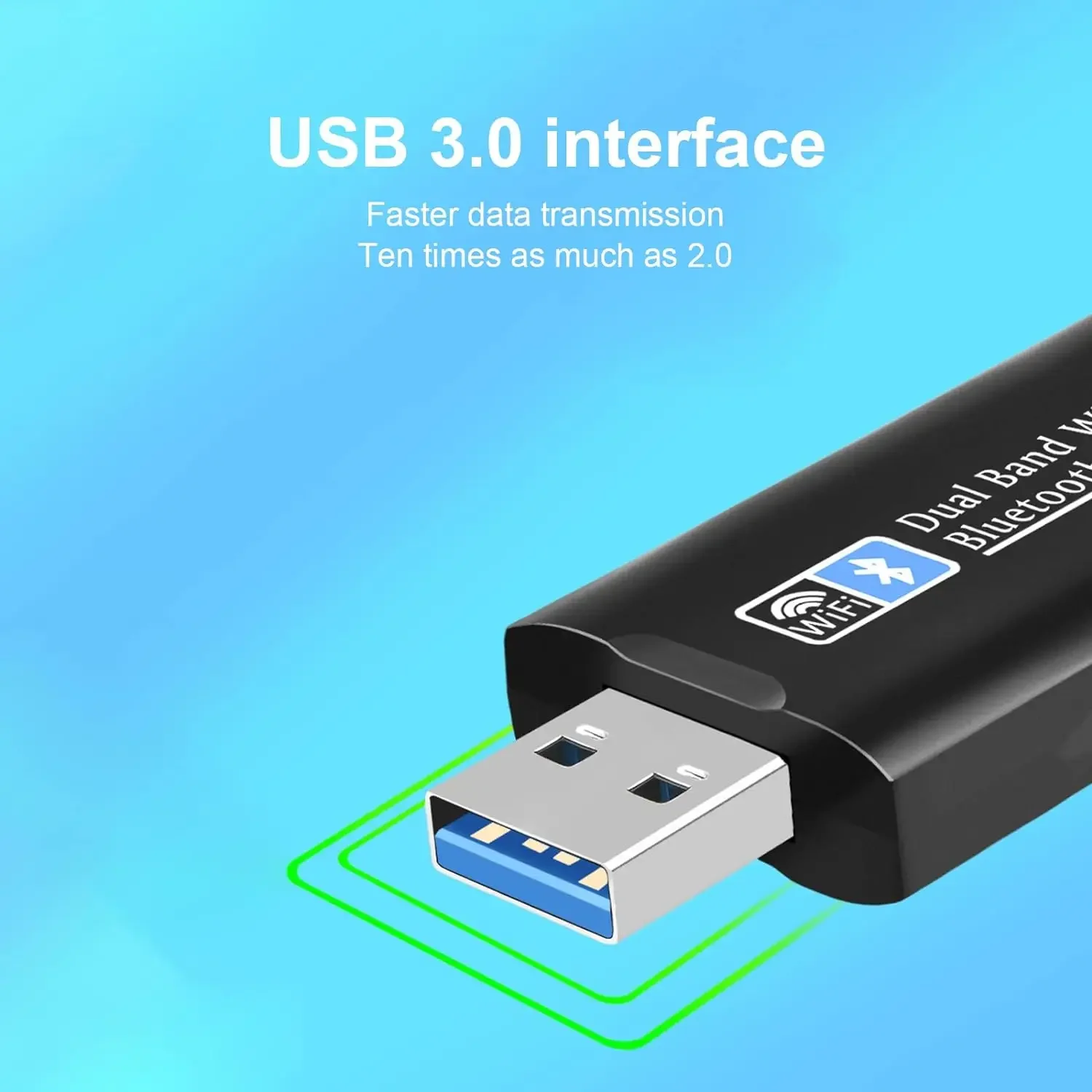 USB WiFi Bluetooth Adapter, 1300Mbps Dual Band 2.4/5GHz Wireless Network Card, USB WiFi Dongle for PC/Laptop/Desktop