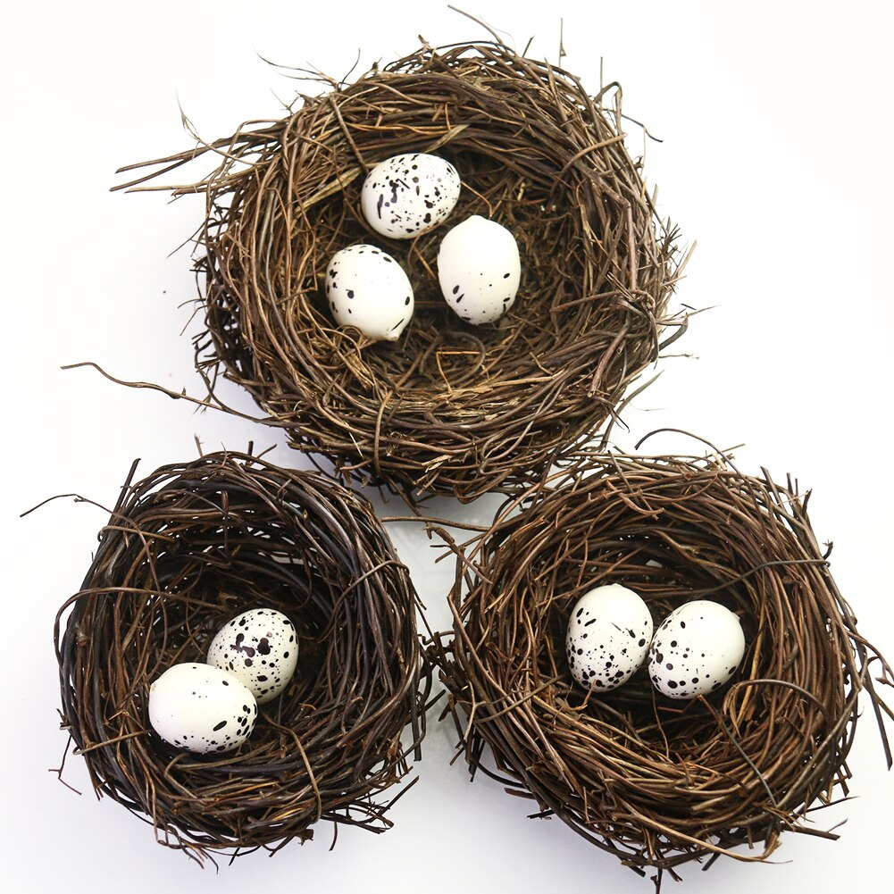 Retro Natura Handmade Weave Rattan Bird Nest Easter Christma Craft Vine Simulation Bird Nest Garden Courtyard Wedding Home Decor