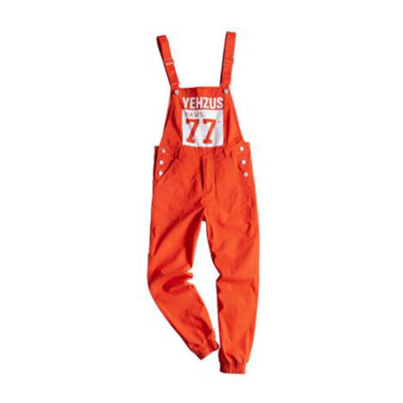 Mono holgado japonés naranja para hombre, peto con cordón, ropa de calle de hip-hop, pantalones informales juveniles