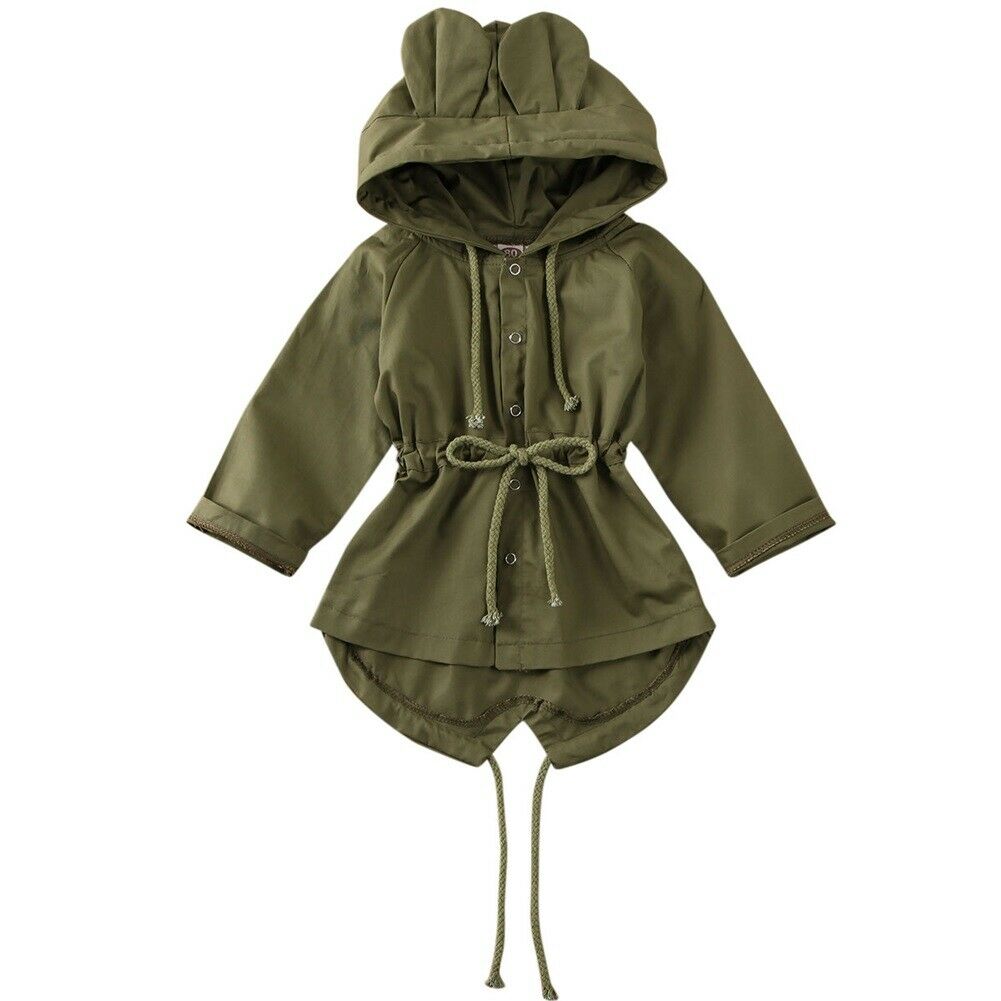 Peuter Kinderen Meisje Jas Roze Groen Baby Meisjes 3D Oor Hoodie Tops Baby Jongens Coat Capuchon Uitloper Kleding herfst Lente: green / 12M