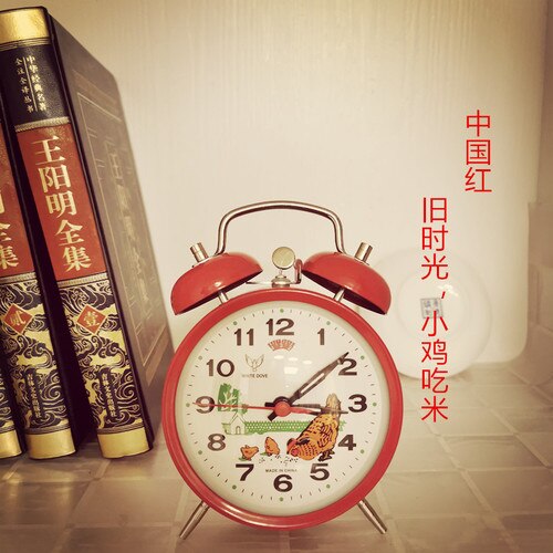 Reloj despertador mecánico de Metal ruidoso para niños, campana de reloj Vintage de pollo, reloj de escritorio, relojes de arroz, Ideas de: Red