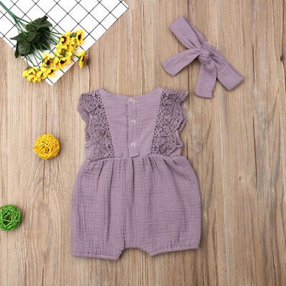 Autumn Winter Toddler Newborn Kids long sleeve lace Romper Infant Baby Girls Romper Jumpsuit Clothing Outfits Hair Band Outfit