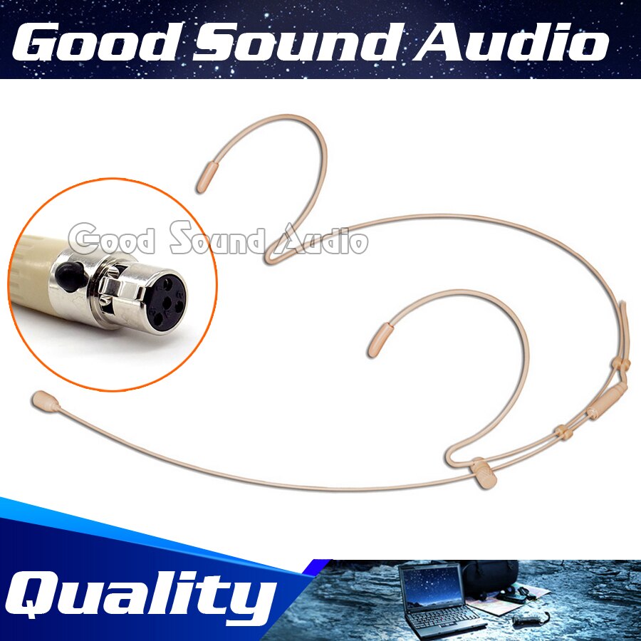 Mini XLR 4 Pin TA4F Connector Condensor Dual Oorhaak Mic Headset headset Microfoon Voor SHURE FM Draadloze BodyPack Zender