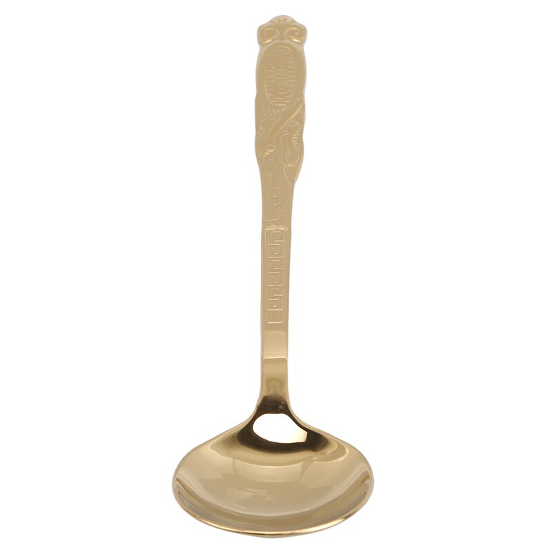 1 Pc Stainless Steel Spoon Long Handle Ice Cream Spoon Korean Style Ice Cream Rice Spoon: Gold