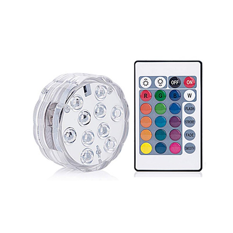 10 Led Remote Controlled RGB Submersible Light Battery Operated Divinglight Lamp Outdoor Vase Bowl Garden Party Decoration Lamp: T2