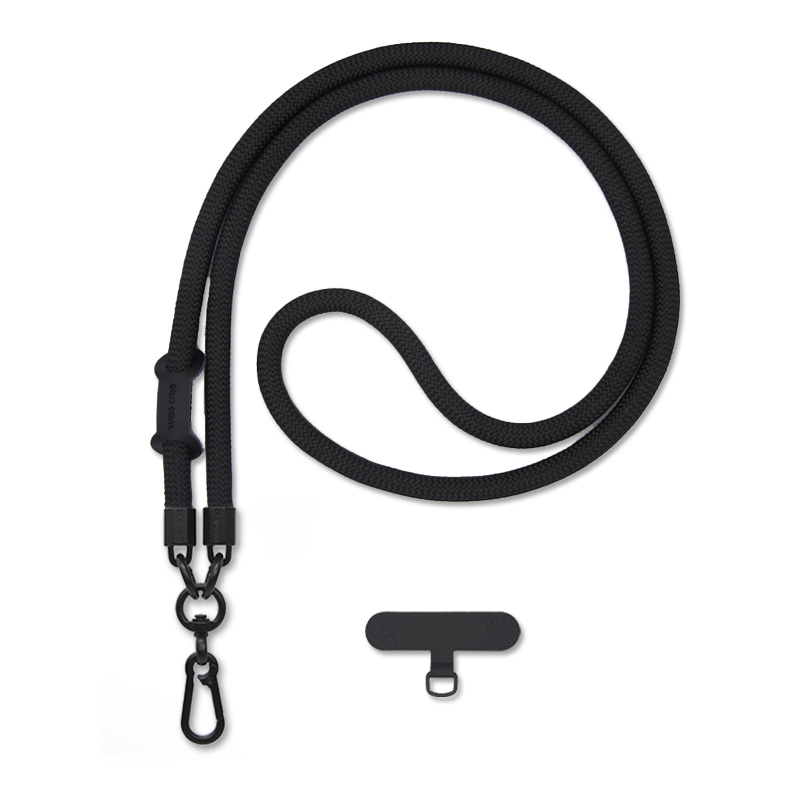 Multifunctional Cell Phone Lanyard Adjustable Crossbody Neck Nylon Shoulder Strap Universal 1 CM Thick Rope Mobile Case Cover: black