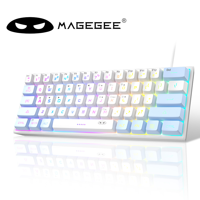 MageGee Mini teclado para juegos 60%, teclado ultracompacto retroiluminado RGB de 61 teclas, oficina de sensación mecánica impermeable ergonómica TS91: Olive