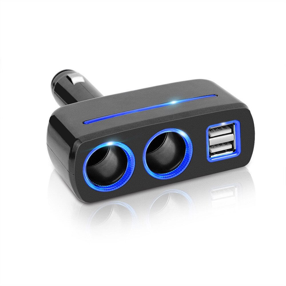 Car Lighter Splitter Socket Plug USB Charger power adapter dual usb car charger car accesories: Black