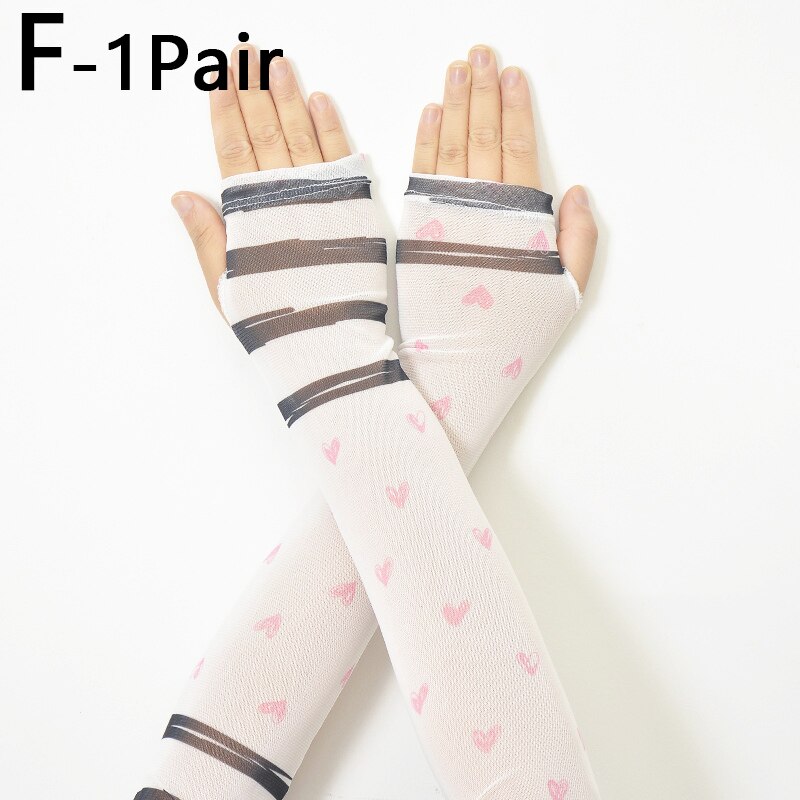 Mangas de protección solar con estampado Floral para mujer, manguitos finos de manga larga, transpirables, calentadores de brazos para conducir, ciclismo, Verano: F