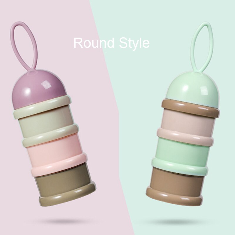 Color baby three-layer milk powder box Independent layered milk powder grid Children's portable rotating milk powder box