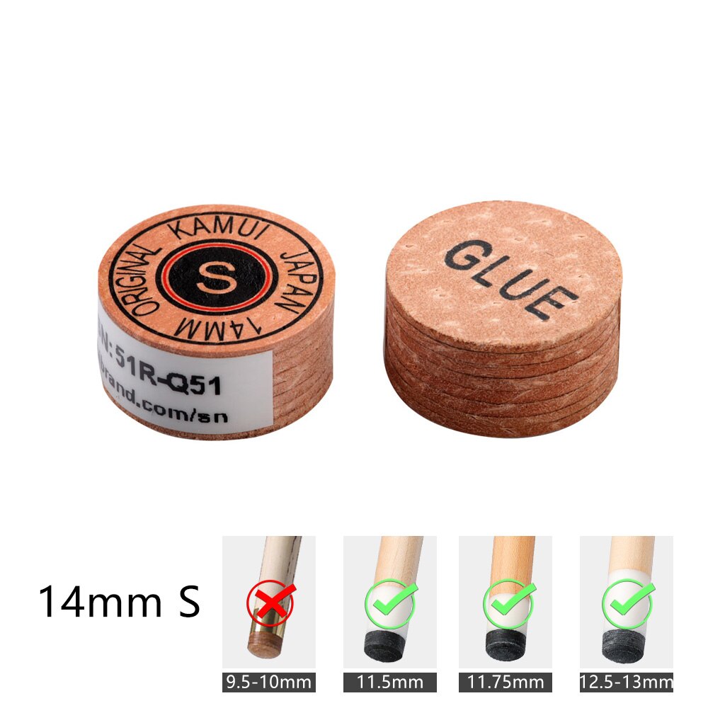 Original Japanese KAMUI Tip Pool Cue Snooker Tip 11mm/14mm Tip 6/8 Layers H/M/S/S Hardness Snooker Cue Tip Kamui Clear Tip: S-14mm-yellow