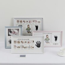 Ma Première Année Cadre Photo Bébé BRICOLAGE Handprint Empreinte 12 Mois Cadre Photo Garçon Fille Mes 1 An Artisanat D&#39;encre Enfants Cadre Photo