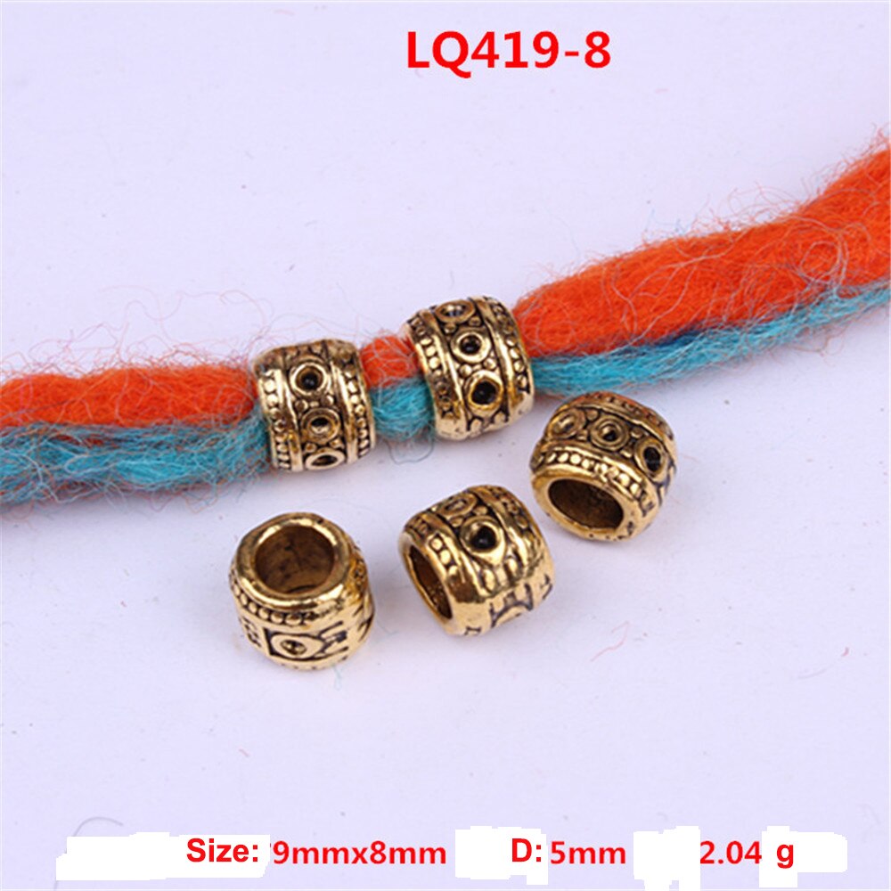 10Stck retro Silber Metall Haar flechten Furcht Dreadlock Bart Perlen Ringe Rohr ca 6mm Innen See Schmuck 15 stil: LQ419-8