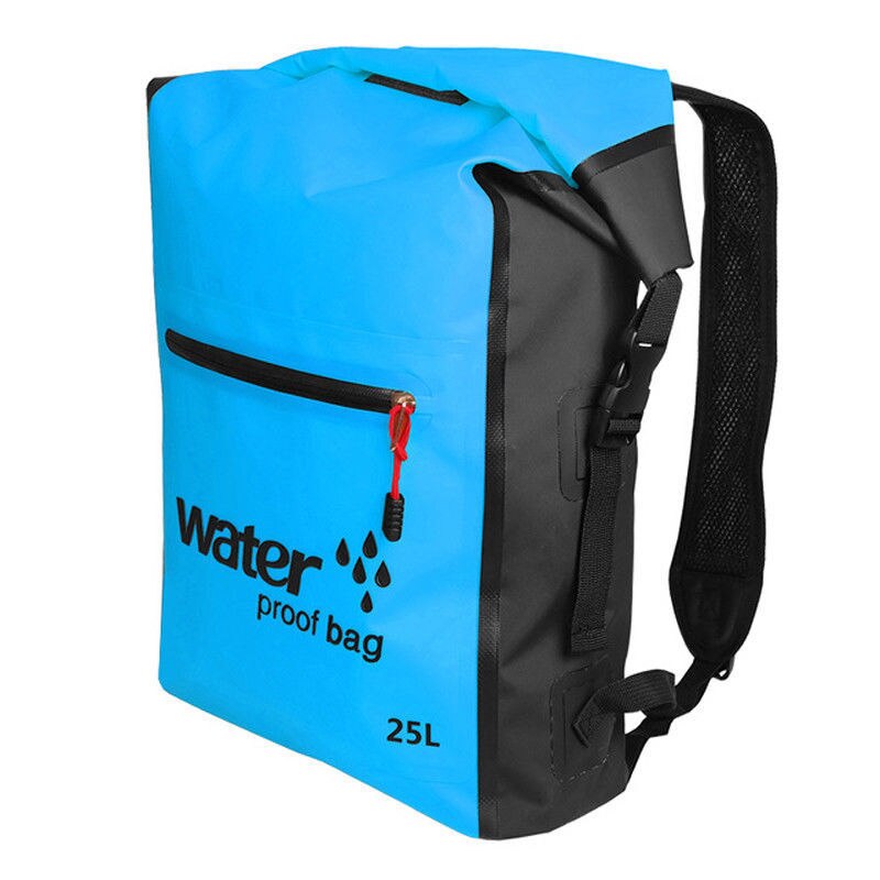 25l vandtæt svømmetaske udendørs rygsæk spand tør sæk opbevaringspose rafting sports rejsetaske: Himmelblå
