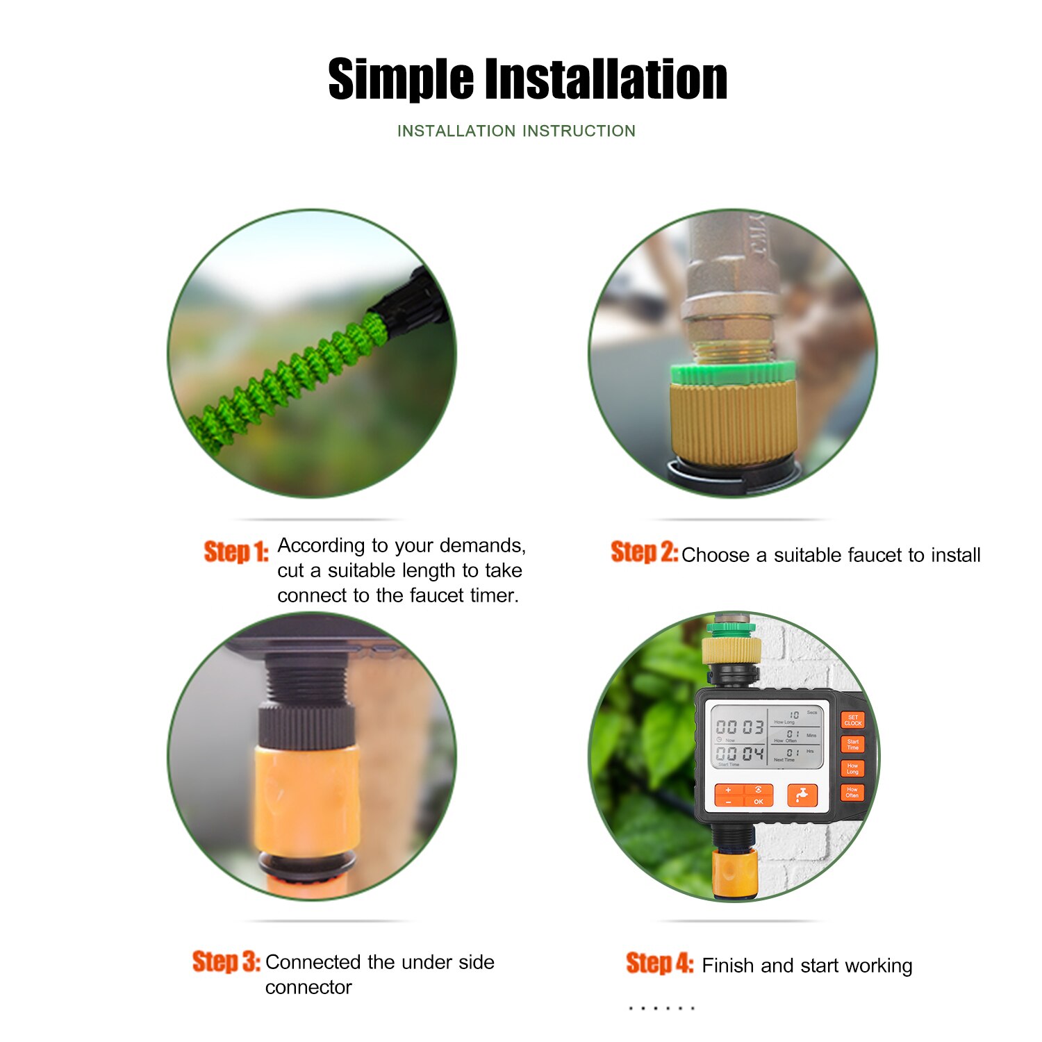Digital Water Timer Programmable Outdoor Single Outlet Automatic On Off Water Faucet Hose Timer Irrigation System Controller