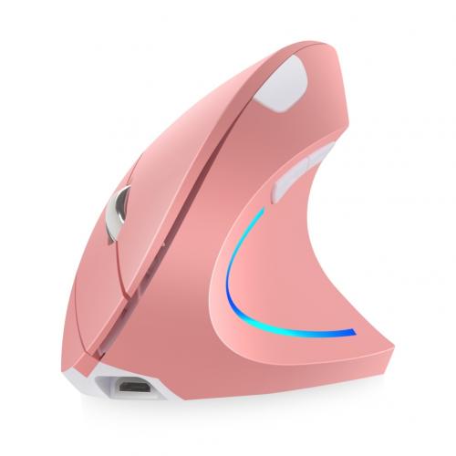 Rechargeable Ergonomic Vertical Mouse Wireless Gaming Computer Mice 2400 DPI USB Optical 5D Pink Mause With RGB Light For Gamer: Pink