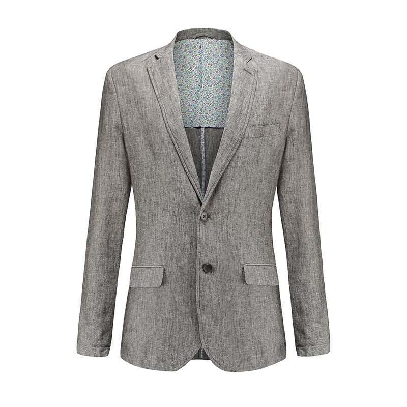 Casual vanlig vårdress herre lin blazer single breasted koreansk versjon turn krage pluss størrelse m-xxxl