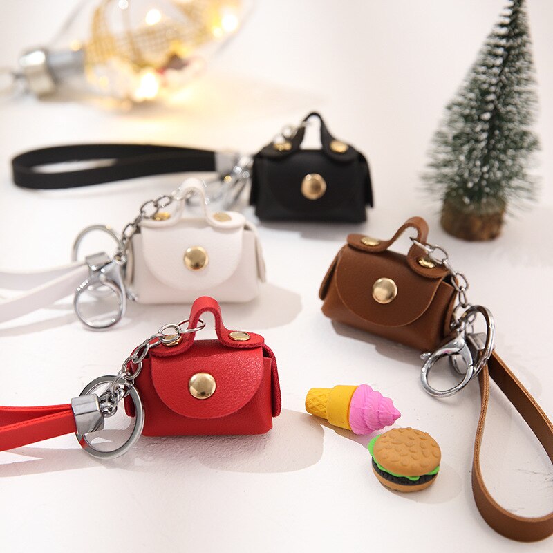mignon sac de monnaie avec porte-clés en cuir PU porte-monnaie fermeture éclair Mini portefeuilles porte-clés petit sac à main sac sacs à main