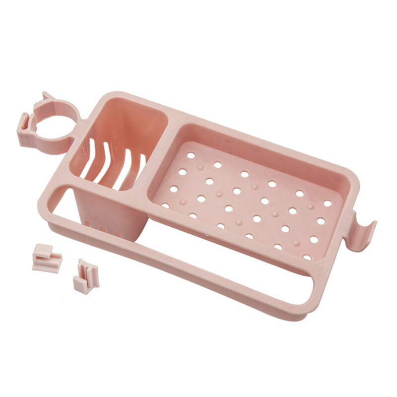 Kitchen Sink Hanging Storage Drain Rack Sink Sponge Rag Drying Rack Bathroom Kitchen Faucet Clip Washcloth Sponge Storage Holder: pink